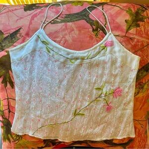 true vintage papillon beaded hand stitched floral tulip silk y2k camisole